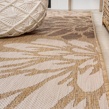 Zinnia Modern Floral Textured Weave Indoor/outdoor Area Rug